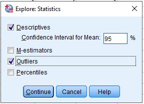 NORMALITET Explore: Statistics Descriptives: Gir deg gjennomsnitt, konfidensintervall for gjennomsnitt, median, standardavvik, etc.