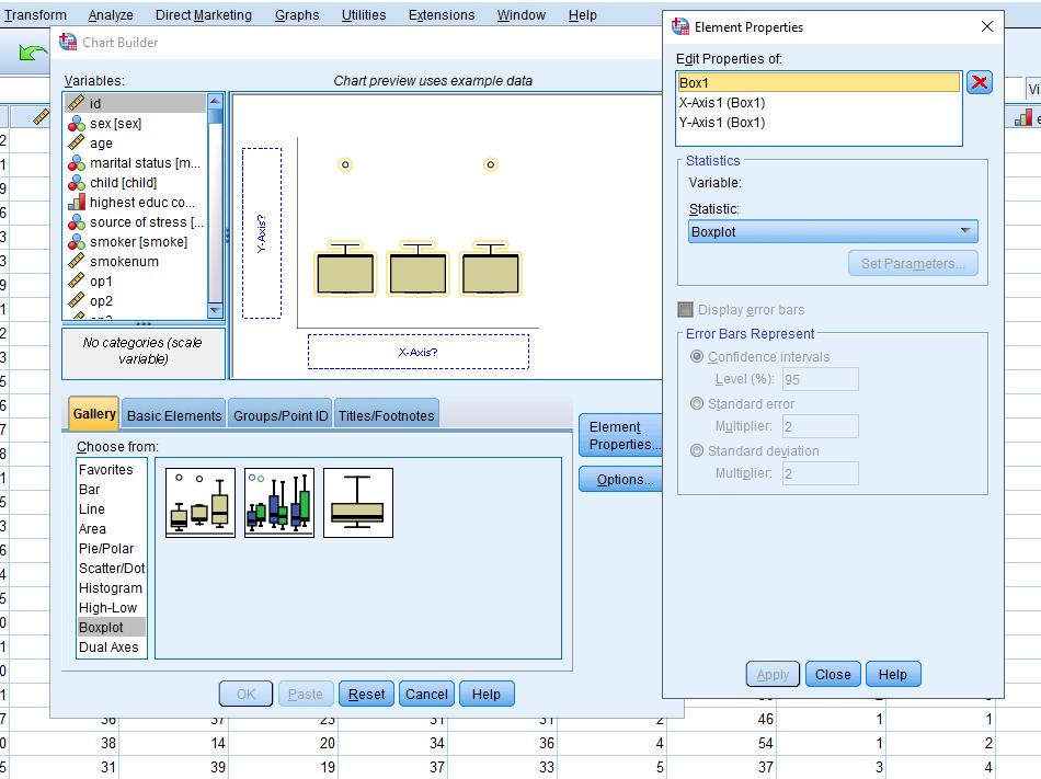 BOXPLOT Viser datafordeling, med