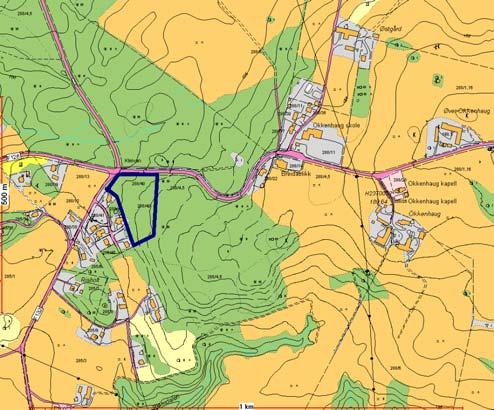 Planområdet Området ligger i Okkenhaug, øst for eksisterende boligfelt. Området er i dag ubebygd skogsareal. Planområdet er på ca.