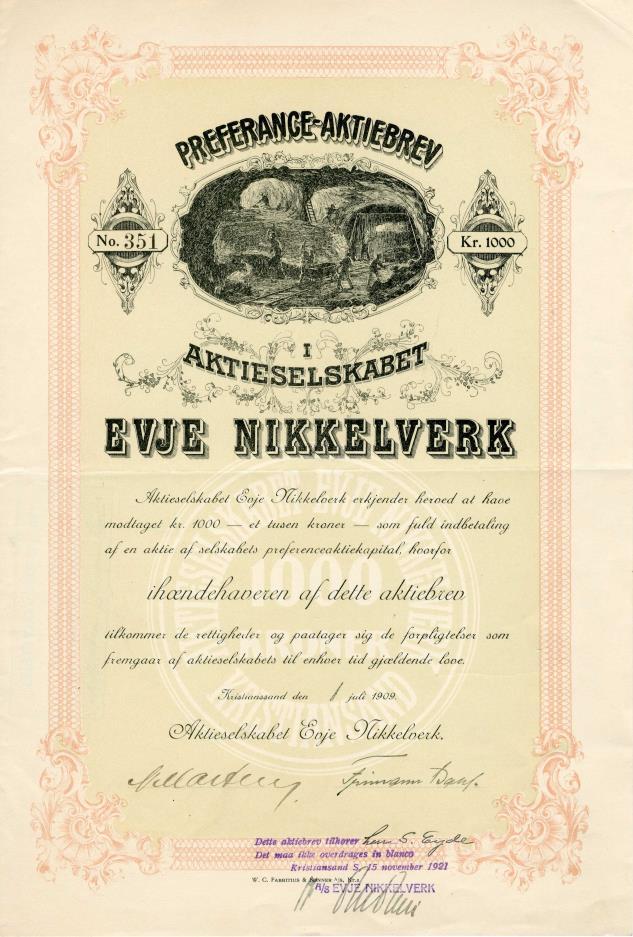 42 Evje Nikkelverk 1909 KRISTIANSAND LØRDAG 18