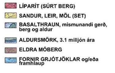 Nær dalsmynninu eru að finna sömu tegundir, eldri en 3,1 milljón ára (Freysteinn Sigurðsson, 2004). Kort 4. Jarðfræðikort (Aðalskipulag Skorradalshrepps 2010-2022).
