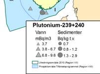 Noe lavere konsentrasjoner ble funnet i prøver tatt på Egersundbanken (stasjon 26) (0.27 Bq m -3 ) og Tampen-området (stasjon 27) (0.21 Bq m -3 ).