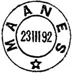 MAANES MÅNESET Poståpneri opprettet fra 01.04.1892 i Kolvereid herred.