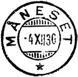 1921 navneendring til MÅNESET Underpostkontor fra 01.11.1973. Fra 01.01.1977 postkontor C.