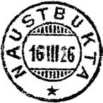 1921 navneendring til NAUSTBUKTA Underpostkontor fra 01.11.1973. Fra 01.01.1977 postkontor C.
