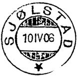 Poståpneriet SJØLSTAD ble nedlagt fra 30.06.1967. Stempel nr. 1 Type: IV Utsendt?? Forminsket stempelavtrykk Stempel nr.