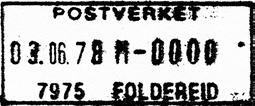 Stempel nr. D1 Type: DN Utsendt?? POSTVERKET Litra M 7975 FOLDEREID Innsendt?? Stempel nr.