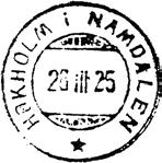 01.1910 med samtidig opprettelse av poståpneri med navn HØKHOLM I NAMDALEN.
