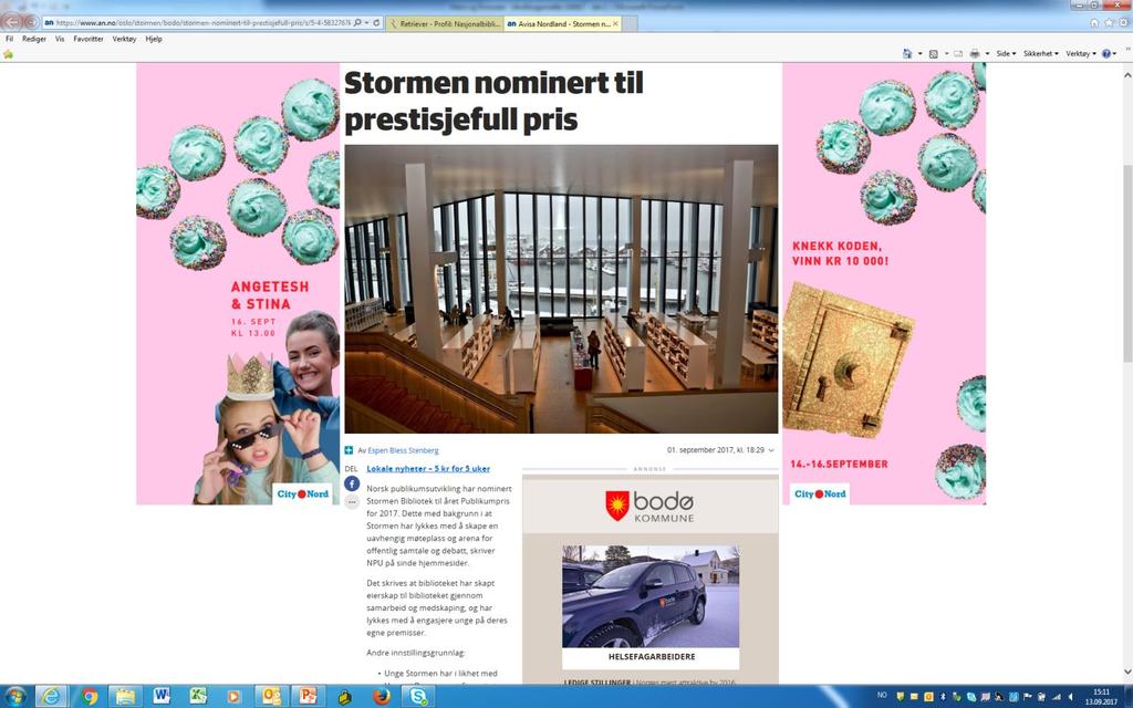 «... Unge Stormen har i likhet med U-rom i Bergen vært finansiert av Nasjonalbiblioteket i prosjektfasen og har etter endt prosjekt blitt en del av bibliotekets