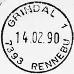 10.1916. 7394 GRINDAL postkontor C ble lagt ned fra 01.05.1987. Det ble isteden opprettet en landpoststasjon under Rennebu postktr. Stempel nr.
