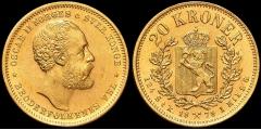 0/01. NM2-524- 20 krone 1876, kv.