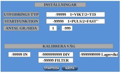 Innstillinger: Utforings type: Her velger man om man har vekt, eller skal fore på tid.