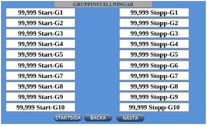 Gruppe innstillinger: Kjør plogen manuelt frem til der Gruppe 1 skal starte. Les av verdien som står i displayet for plogen, og tast dette inn i Start- G1.