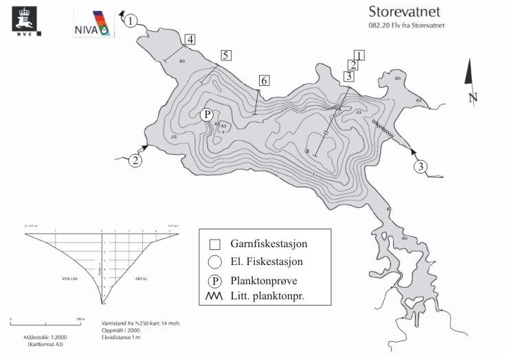 5 STOREVATNET - EINUNGA I FJALER INNSJØEN Storevatnet (KP 86 0, 7-4) ligger i et lite kystvassdrag ved Einunga i Fjaler kommune, 4 moh. Innsjøen har et areal på 0,056 km².