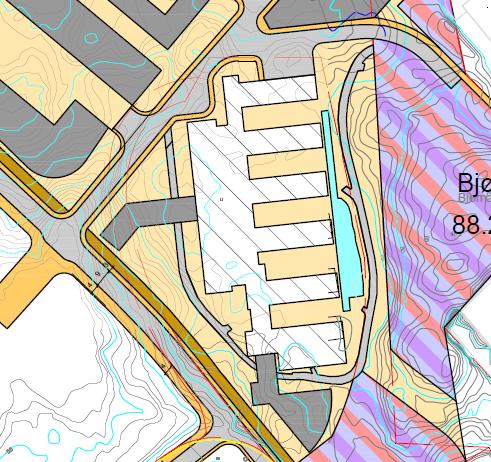 Bygget ble regulert gjennom mindre reguleringsendring fra 2014 med ID 4240012. Denne endringen ble opphevet i forbindelse med vedtaket av områdereguleringsplanen i 2017.