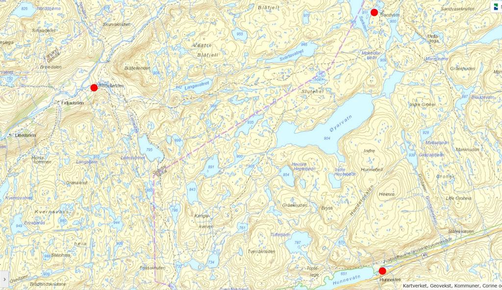 Side 3/5 Kart over landingspunkt Formell bakgrunn for vurdering og vedtak Forskrift om vern av Frafjordheiane landskapsvernområde av 30.01.2004.