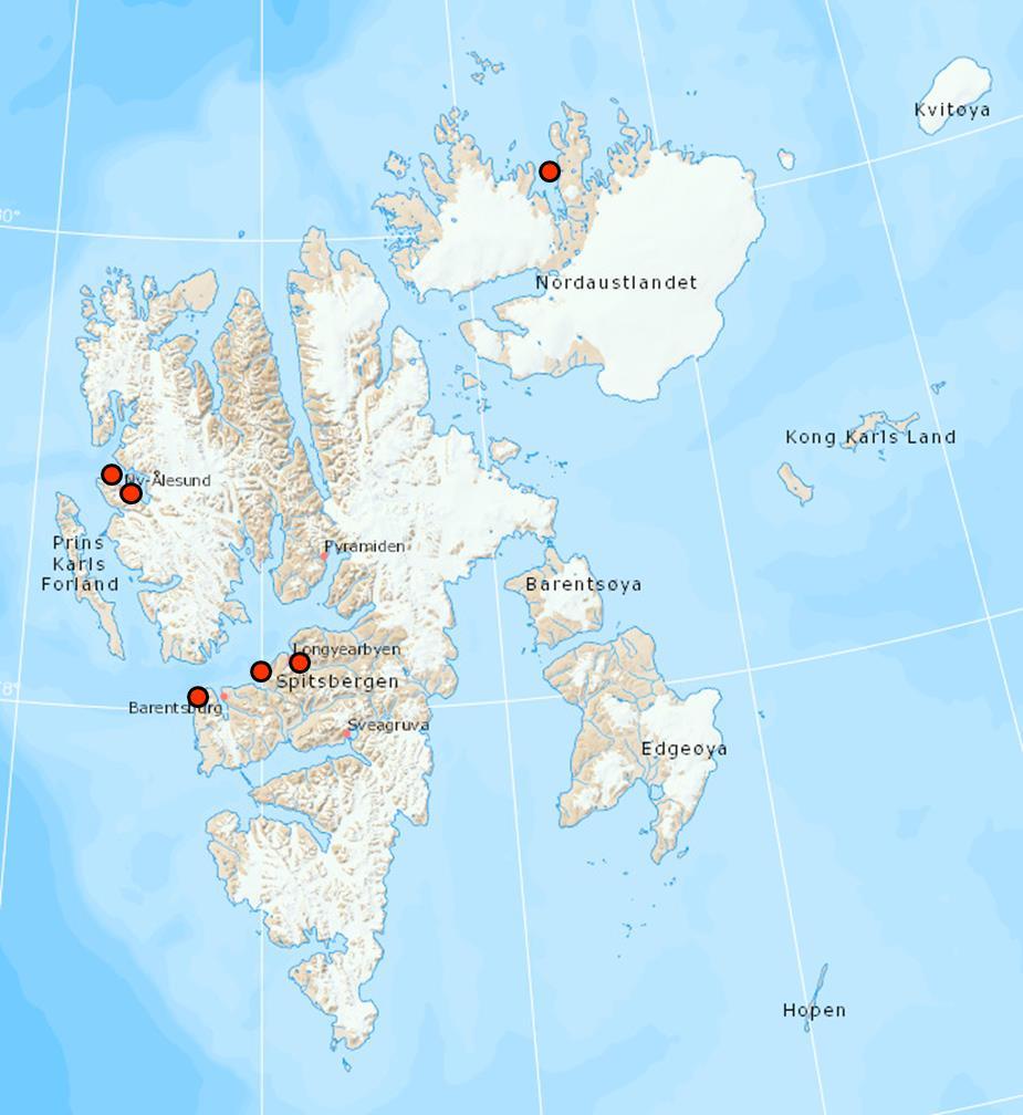 Figur 5. Forslag til stasjonsnett for utplassering av begroingsplater. Tabell 6. Oversikt over stasjoner hvor det anbefales å etablere stasjoner for begroingsplater.