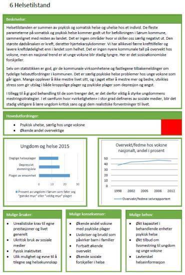 Eksempel løpende oversikt (Sørum kommune) Kort beskrivelse av status Definisjon av hovedutfordringer Alvorlighetsgrad