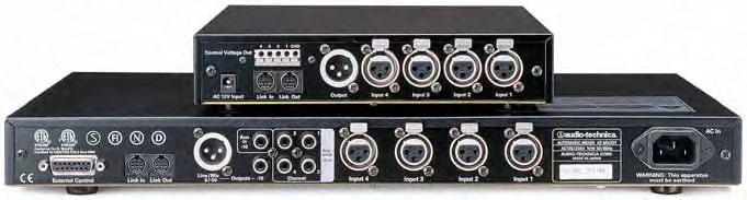 smart mixers Spesifikasjoner AT-MX351 AT-MX341a Input Impedance Mic: 8,000 Ω Mic: 4,000 Ω Line: 50,000 Ω Line: 30,000 Ω Output Impedance Mic: 200 Ω Mic: 320 Ω Line: 300 Ω Line: 200 Ω Maximum Input