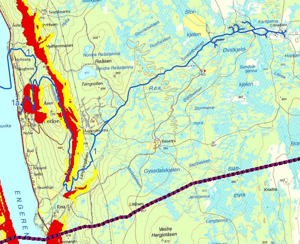 Eksisterende arealformål Løypeforslaget går gjennom følgende områder i kommuneplanens arealdel for Engerdal 2012 2026: LNF, vassdrag, idrettsanlegg, områder for spredt boligbebyggelse.