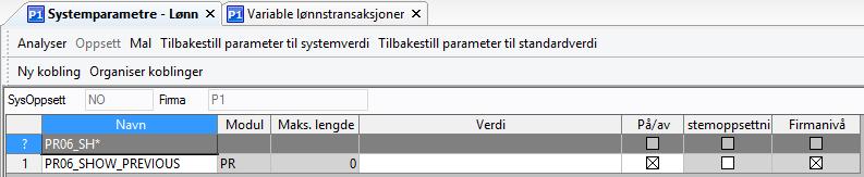 Systemparameter PR06_SHOW_PREVIOUS Systemparameter som indikerer om du vil vise