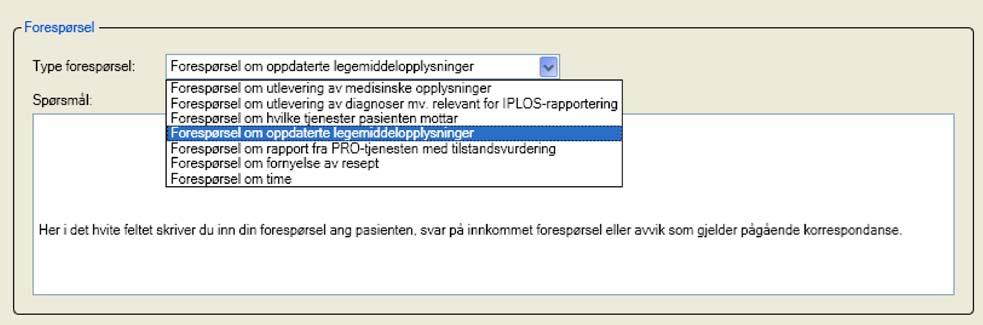 arbeidsgruppe for PLO-meldinger, fra korrespondanseloggen