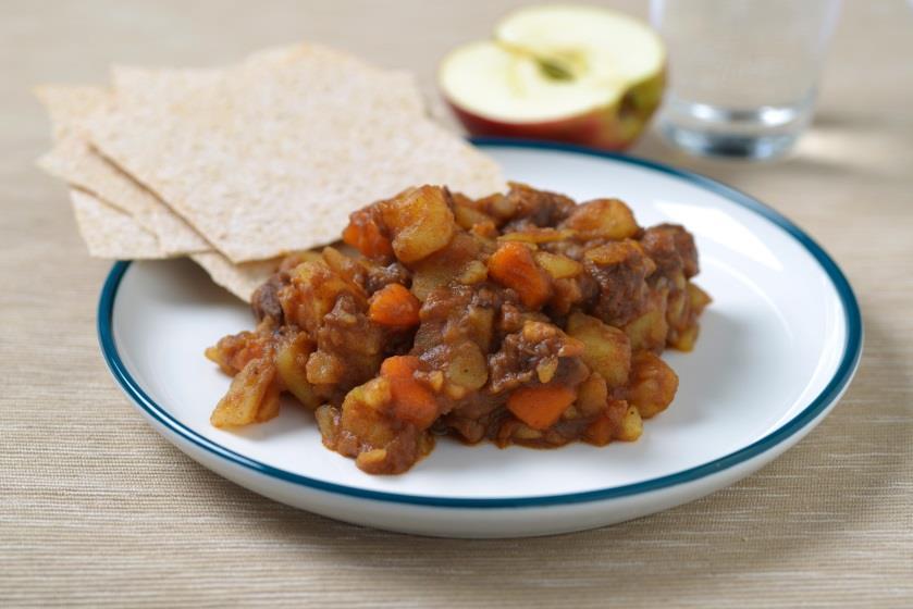 DAG 5 BRUN LAPSKAUS MED FLATBRØD Allergener: Lapskaus: Selleri Kan inneholde spor av: sennep Flatbrød: Gluten Beskrivelse av oppvarming og menge per porsjon Posen med lapskaus legges i kokende vann