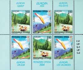 50 Poštanske marke Republike Srpske Napomene: Tabačić sa markom kat. br. 301A numerisan je brojevima od 0001 do 7500 pored 6. marke u tabačiću Tiraž FDC-a bio je 900 kom 05.05.2004.