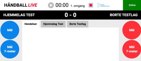 Mål - registrering For å registrere scoringer, klikker en på den runde knappen Mål under aktuelt lag for vanlige