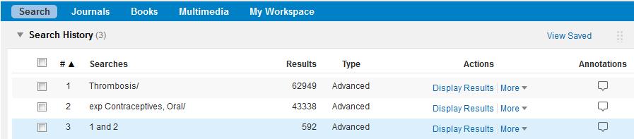 3. Når disse to kombineres med AND gir det en treffmengde på 592 referanser til sammen. Visning av referanser i Advanced search 1 2 1.