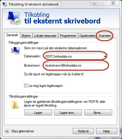 Her er det en ting man må endre på i forhold til bildet, du må bruke ei anna adresse avhengig av kva