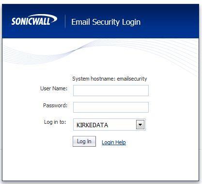 Spamfilter All e-post hos Kirkedata AS blir renset av et spamfilter levert av Sonic Wall. Du kan logge deg inn på ditt eget område på det spamfilteret og gjøre egne tilpasninger.