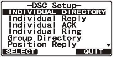9.5 INDIVIDUELLE ANROP Med denne funksjonen kan kontakte et annet skip med en DSC VHF radio og automatisk la radioen som mottar sendingen gå over til ønsket kommunikasjonskanal.