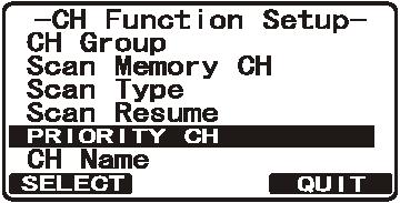 Trykk og hold inne knappen til Setup Menu vises. 2. Trykk / knappen for å velge CH FUNCTION SETUP. 3.