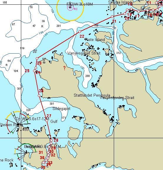 Torvik Stad - Måløy Leia sydover til Måløy går ut på det beryktede Stadhavet. Her kan det blåse svært kraftig med tilhørende grov sjø.