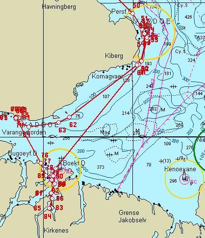 Kirkenes - (Vadsø) - Vardø Reisen går først nordøst over Varangerfjorden mot Vardø.