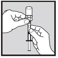 Hvis du ser gjenværende luftbobler eller lufthull i oppløsningen i sprøyten, kan du gjenta denne prosessen opptil 3 ganger. IKKE rist sprøyten.