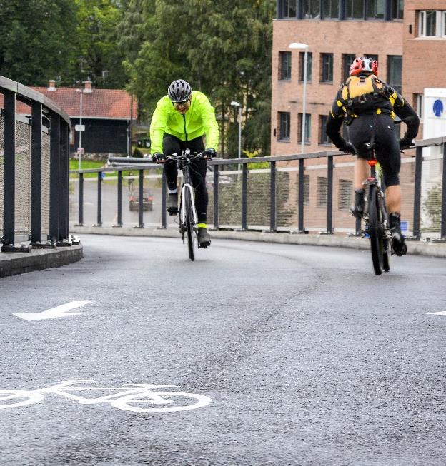 Sykkelsatsing Sykkel i ekspressfart Oslo-regionen: E6 Bryn Lillestrøm og rv 163 Akershus grense Økern Bergen: E39 Rådal Bergen sentrum Trondheim: E6 Tiller og Heimdal Rotvoll Nord-Jæren: E39