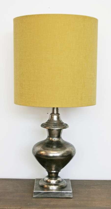 Olivia bordlampe i råaluminium H=45cm Med skjerm rund
