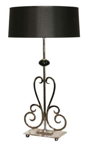 Sanora bordlampe krom/svart Bilde over med skjerm rund x-lav 35cm Chinette black Høyde med