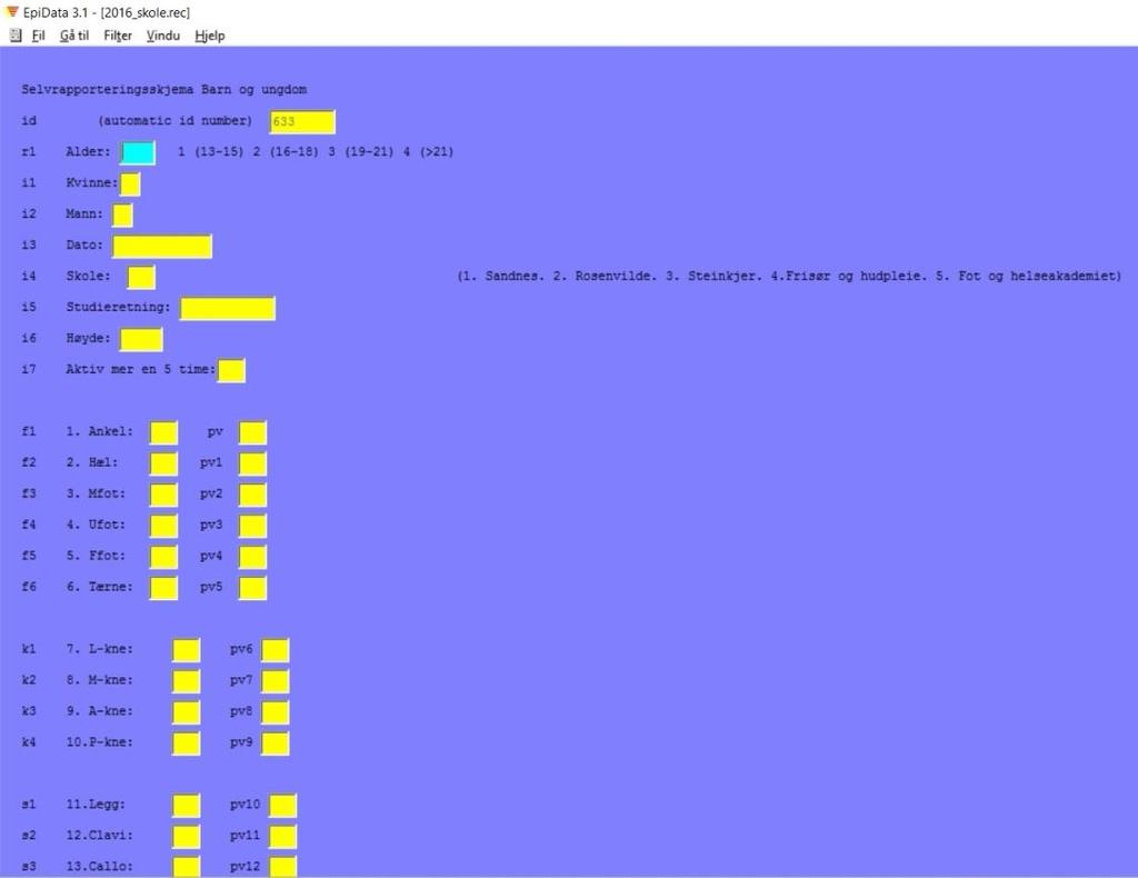 Dataanalyse Statistikkprogrammet Epidata, for å tolke data.