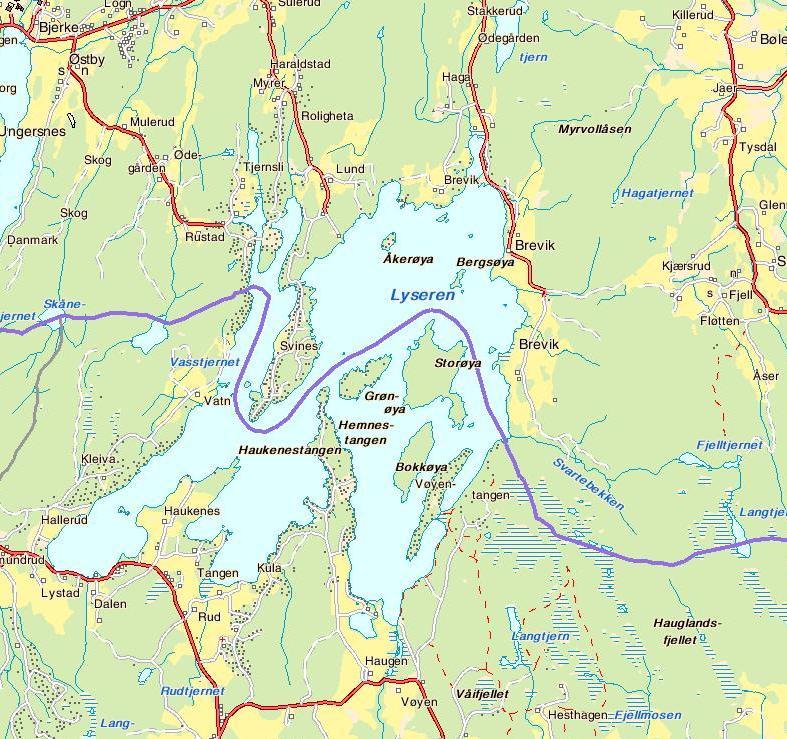 Lyseren - Drikkevannskilde Drikkevannskilde for 7000 personer 85 boliger (44 med kun slamavskiller) 733 hytter,60 % med