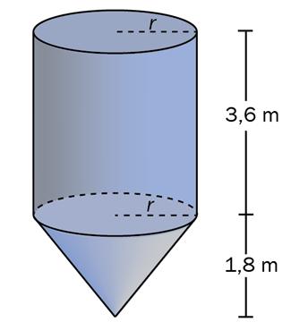 Oppgave 6 (6 poeng) En silo er satt sammen av en rett sylinder og en rett kjegle. Radien r 1,05 m er den samme i både sylinderen og kjeglen.