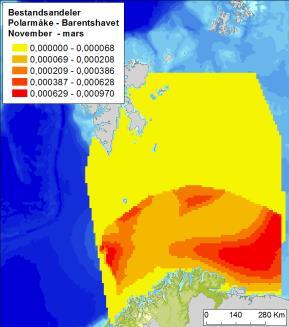 De fleste polarmåkene forlater Svalbard i september oktober og overvintrer trolig spredt i det nordlige Atlanterhavet, både langs kysten og i åpent hav så langt sør som Færøyene, Island og sørlige