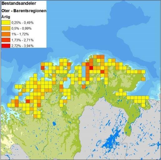 Oter Oteren ble fredet i Norge i 1982 som følge av bestandsnedgang i store deler av utbredelsesområdet. Det er antatt at over 25 % av den europeiske bestanden finnes i Norge (Brude et al., 2003).