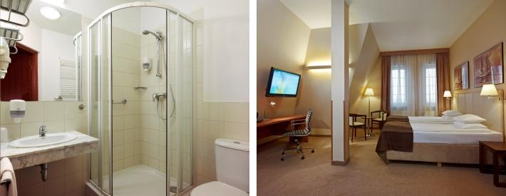 Alle hotellrommene er utstyrt med eget bad som har dusj, hårføner og toalett.