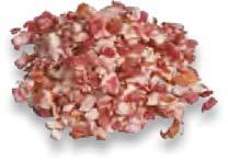BACO & FLESK Bacon av svinenakke skivet Pizzabacon (Lutefiskbacon) ca 0,5x1x1 cm Bacon ternet ca 1x1x11 cm Bacon stekt skivet ca 5 g EPD nr. 2546752 Gilde nr. 430241 Vekt pr.