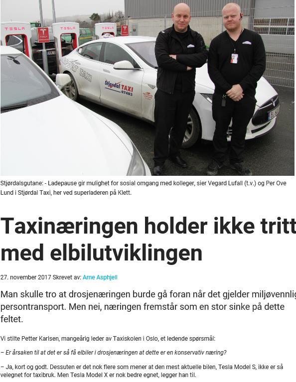 «Jeg vil gjerne ha en eltaxi» Dette spurte vi et utvalg taxisentraler om, og fikk