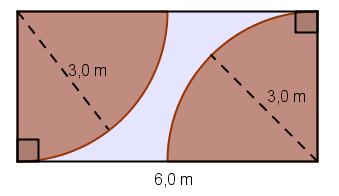 b) Regn ut radien i sirkelen. B10 Regn ut arealet av det blå området (området i midten) på figuren til høyre.