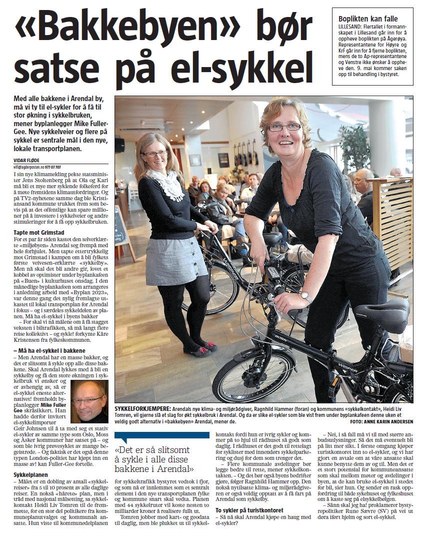 Skal Arendal lykkes med å bli en sykkelby og få den stor økning en i sykkelbruk
